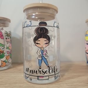 Nurse glass cup with lid